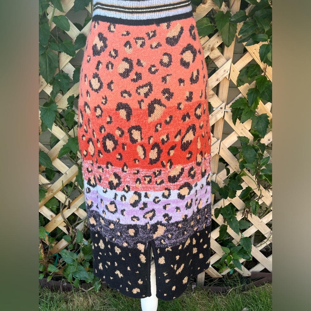 Anthropologie Maeve Leopard Knit Pencil Skirt Size Medium - Picture 5 of 15